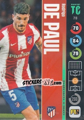 Sticker Rodrigo De Paul - Top Class 2021-2022. Adrenalyn Xl n. 78 - Panini
