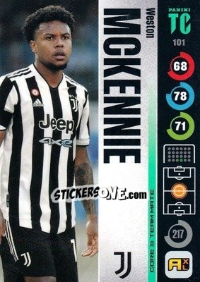 Sticker Weston McKennie - Top Class 2021-2022. Adrenalyn Xl n. 101 - Panini