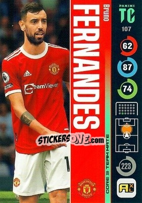 Sticker Bruno Fernandes - Top Class 2021-2022. Adrenalyn Xl n. 107 - Panini