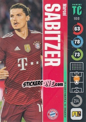Sticker Marcel Sabitzer - Top Class 2021-2022. Adrenalyn Xl - Panini