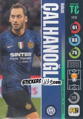 Sticker Hakan Calhanoglu - Top Class 2021-2022. Adrenalyn Xl n. 109 - Panini