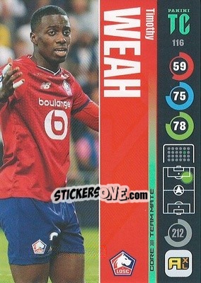 Sticker Timothy Weah - Top Class 2021-2022. Adrenalyn Xl n. 116 - Panini