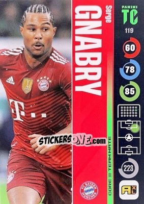 Sticker Serge Gnabry - Top Class 2021-2022. Adrenalyn Xl n. 119 - Panini