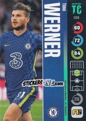 Sticker Timo Werner - Top Class 2021-2022. Adrenalyn Xl n. 136 - Panini