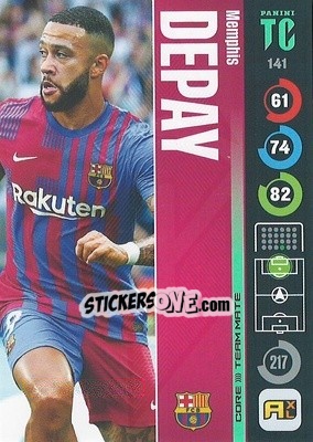 Sticker Memphis Depay - Top Class 2021-2022. Adrenalyn Xl n. 141 - Panini