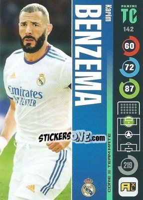 Sticker Karim Benzema - Top Class 2021-2022. Adrenalyn Xl n. 142 - Panini