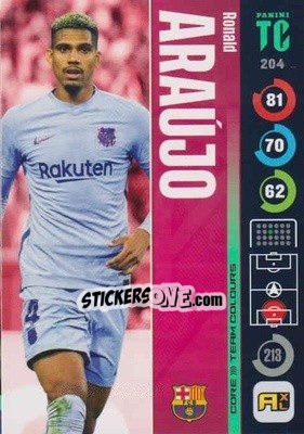 Sticker Ronald Araújo - Top Class 2021-2022. Adrenalyn Xl n. 204 - Panini