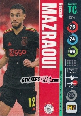 Sticker Noussair Mazraoui - Top Class 2021-2022. Adrenalyn Xl n. 274 - Panini