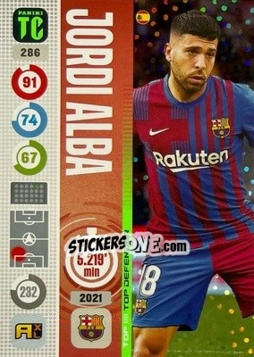 Sticker Jordi Alba - Top Class 2021-2022. Adrenalyn Xl - Panini