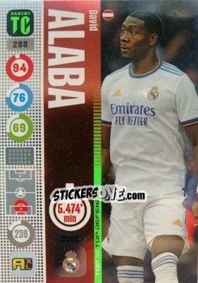 Sticker David Alaba - Top Class 2021-2022. Adrenalyn Xl n. 288 - Panini