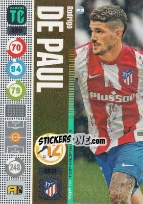 Sticker Rodrigo De Paul - Top Class 2021-2022. Adrenalyn Xl n. 306 - Panini