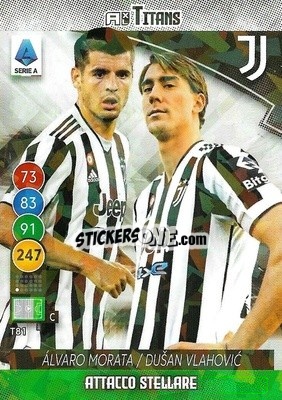 Sticker Alvaro Morata / Dusan Vlahovic - Calciatori 2021-2022. Adrenalyn XL TITANS n. T81 - Panini