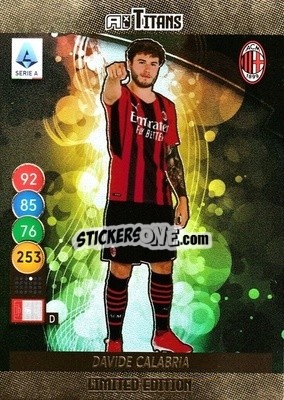 Sticker Davide Calabria - Calciatori 2021-2022. Adrenalyn XL TITANS n. LE-DC - Panini