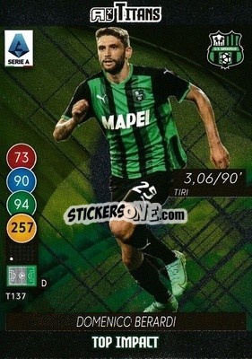 Sticker Domenico Berardi - Calciatori 2021-2022. Adrenalyn XL TITANS n. T137 - Panini