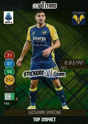 Sticker Giovanni Simeone - Calciatori 2021-2022. Adrenalyn XL TITANS - Panini