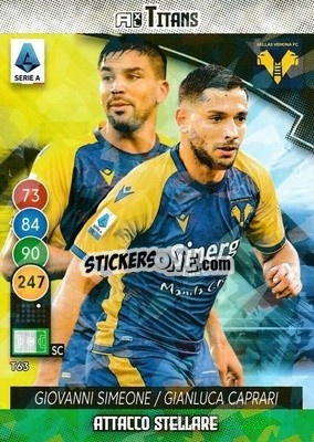 Figurina Giovanni Simeone / Gianluca Caprari - Calciatori 2021-2022. Adrenalyn XL TITANS - Panini