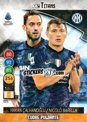 Sticker Hakan Calhanoglu / Nicolo Barella - Calciatori 2021-2022. Adrenalyn XL TITANS n. T71 - Panini