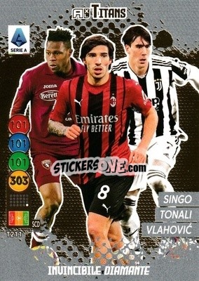 Figurina Invincibile Diamante (Singo/tonali/vlahovic) - Calciatori 2021-2022. Adrenalyn XL TITANS n. T211 - Panini