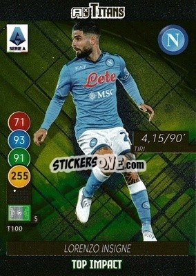 Sticker Lorenzo Insigne - Calciatori 2021-2022. Adrenalyn XL TITANS n. T100 - Panini