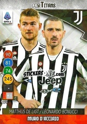 Sticker Matthijs De Light / Leonardo Bonucci - Calciatori 2021-2022. Adrenalyn XL TITANS n. T79 - Panini