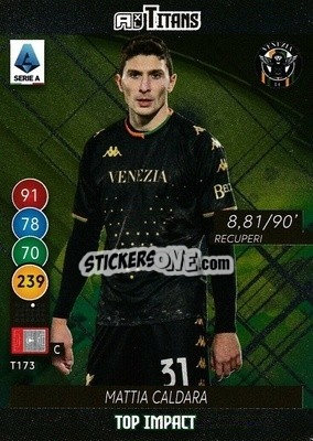 Sticker Mattia Caldara - Calciatori 2021-2022. Adrenalyn XL TITANS n. T173 - Panini
