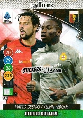 Sticker Mattia Destro / Kelvin Yeboah - Calciatori 2021-2022. Adrenalyn XL TITANS - Panini