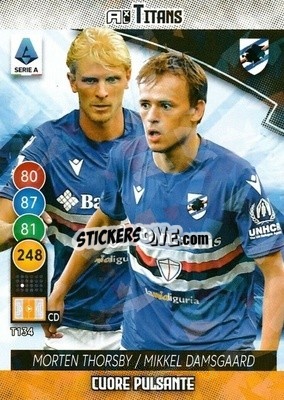 Sticker Morten Thorsby / Mikkel Damsgaard - Calciatori 2021-2022. Adrenalyn XL TITANS n. T134 - Panini