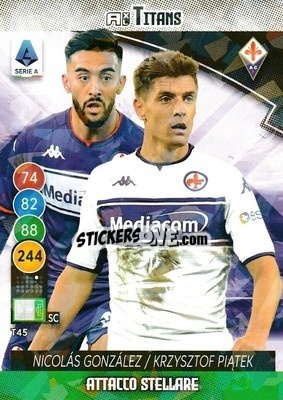 Figurina Nicolas Gonzales / Krzysztof Piatek - Calciatori 2021-2022. Adrenalyn XL TITANS - Panini