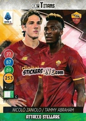 Sticker Nicolo Zaniolo / Tammy Abraham - Calciatori 2021-2022. Adrenalyn XL TITANS n. T117 - Panini