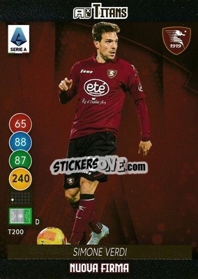 Sticker Simone Verdi - Calciatori 2021-2022. Adrenalyn XL TITANS - Panini