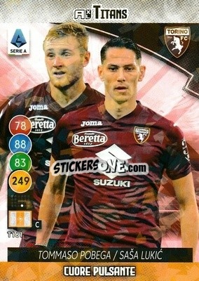 Figurina Tommaso Pobega / Sasà Lukic - Calciatori 2021-2022. Adrenalyn XL TITANS - Panini