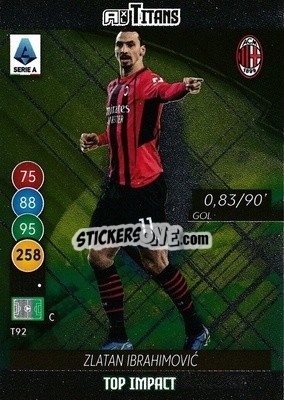 Figurina Zalatan Ibrahimovic - Calciatori 2021-2022. Adrenalyn XL TITANS - Panini