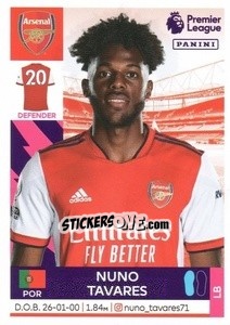 Cromo Nuno Tavares - Premier League Inglese 2021-2022 - Panini