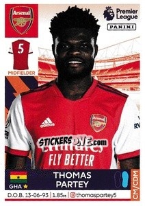 Sticker Thomas Partey - Premier League Inglese 2021-2022 n. 36 - Panini