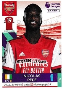 Sticker Nicolas Pépé - Premier League Inglese 2021-2022 n. 45 - Panini