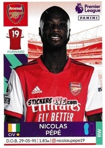 Figurina Nicolas Pépé - Premier League Inglese 2021-2022 - Panini