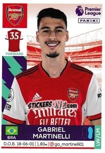 Cromo Gabriel Martinelli - Premier League Inglese 2021-2022 - Panini