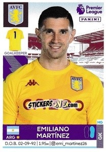 Cromo Emiliano Martínez - Premier League Inglese 2021-2022 - Panini