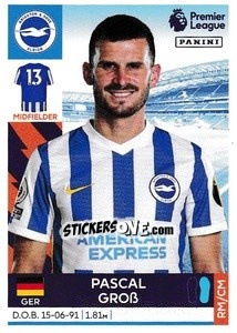 Sticker Pascal Groß - Premier League Inglese 2021-2022 n. 124 - Panini