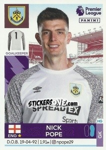 Figurina Nick Pope - Premier League Inglese 2021-2022 - Panini