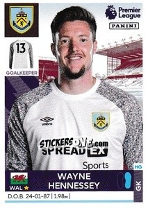 Figurina Wayne Hennessey - Premier League Inglese 2021-2022 - Panini