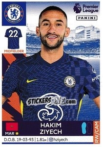 Sticker Hakim Ziyech - Premier League Inglese 2021-2022 n. 186 - Panini