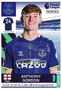 Figurina Anthony Gordon - Premier League Inglese 2021-2022 - Panini