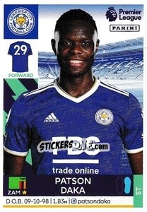 Cromo Patson Daka - Premier League Inglese 2021-2022 - Panini