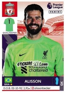 Figurina Alisson - Premier League Inglese 2021-2022 - Panini