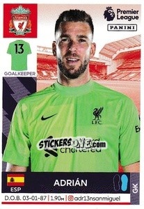 Cromo Adrián - Premier League Inglese 2021-2022 - Panini