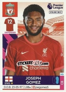 Figurina Joseph Gomez - Premier League Inglese 2021-2022 n. 352 - Panini