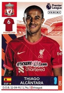 Sticker Thiago Alcântara - Premier League Inglese 2021-2022 n. 358 - Panini