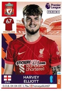 Figurina Harvey Elliott - Premier League Inglese 2021-2022 - Panini