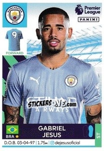 Figurina Gabriel Jesus - Premier League Inglese 2021-2022 - Panini